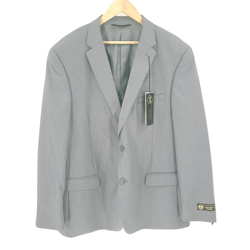 Caravelli Blazer Mens 46R Gray Oxford Polyester Blend 40W Sports Coat NWT